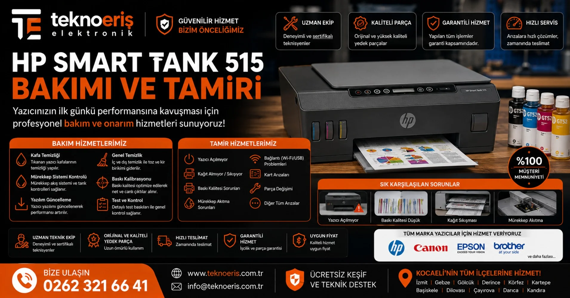 HP Smart Tank 515 Bakımı ve Tamiri | Kocaeli Tanklı Yazıcı Servisi