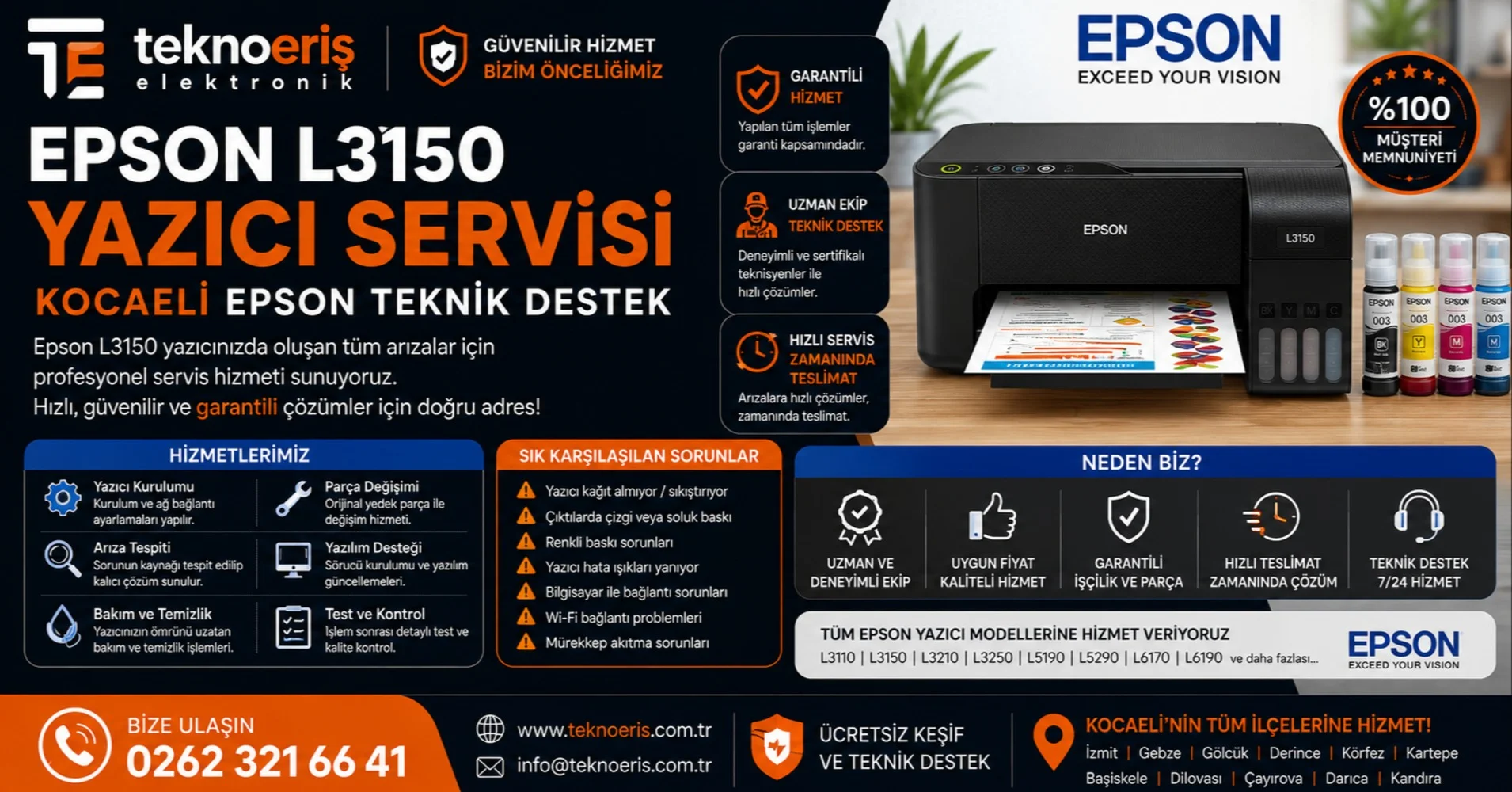 Epson L3150 Yazıcı Servisi | Kocaeli Epson Teknik Destek